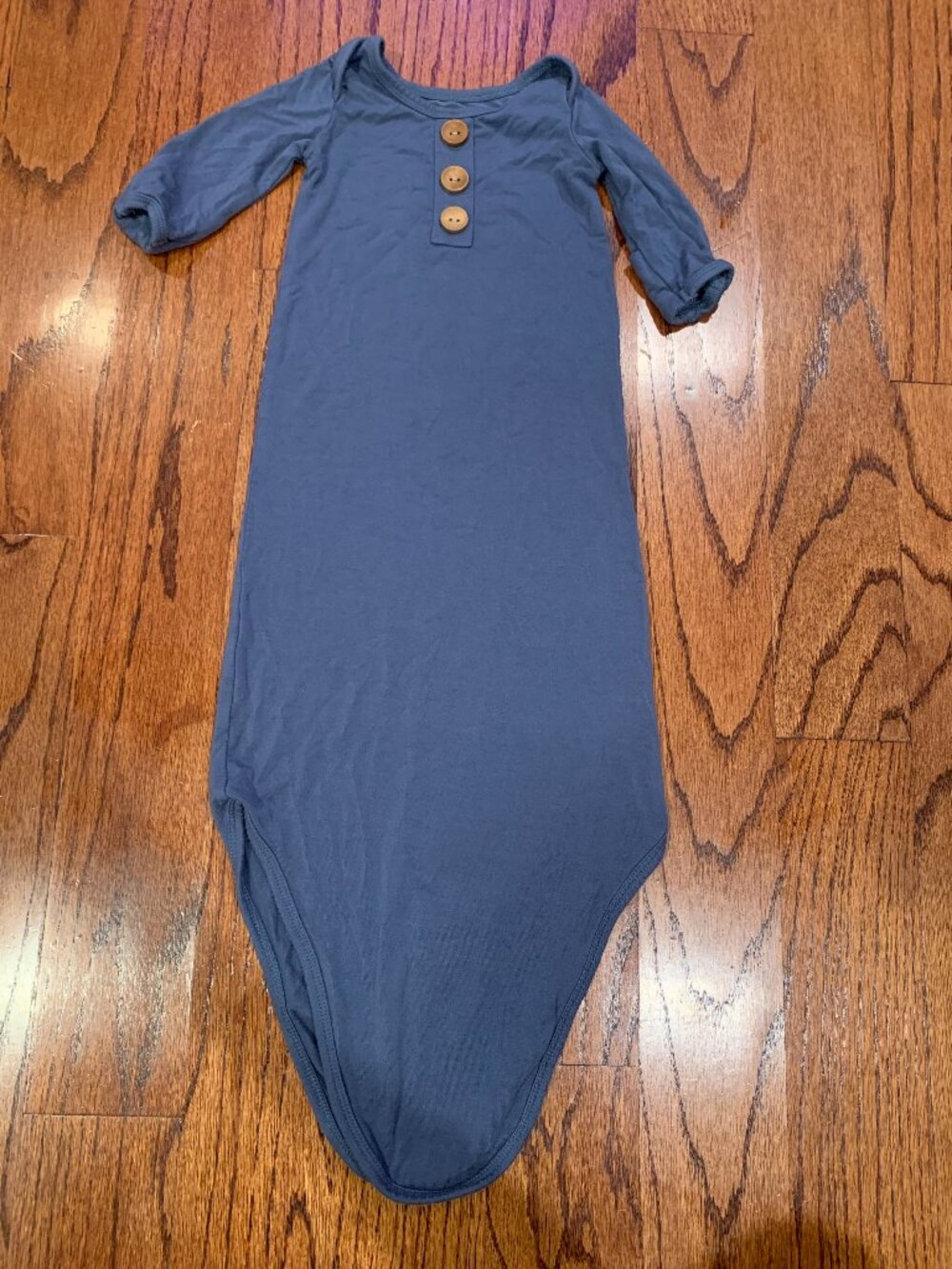 Caden Lane Bamboo Baby Knot Gown (NO HAT) | Dusty Blue | Newborn 7-14 pounds